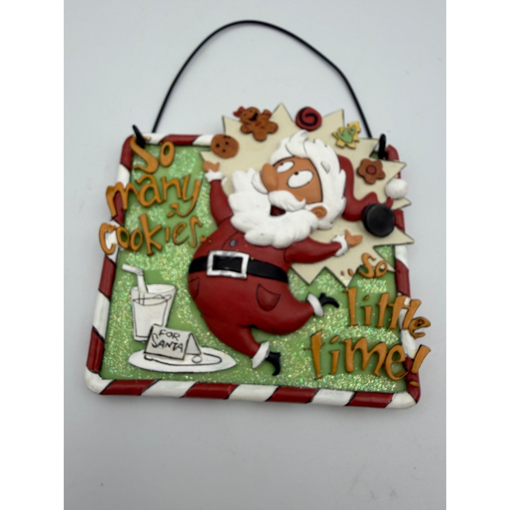 Vintage 2003 Enesco Signs of the Times Santa Cookie Christmas Plaque Ornament